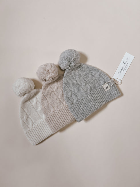 luna-luca-cable-knit-pom-beanie-sand Luna and Luca Newborn Baby Clothes